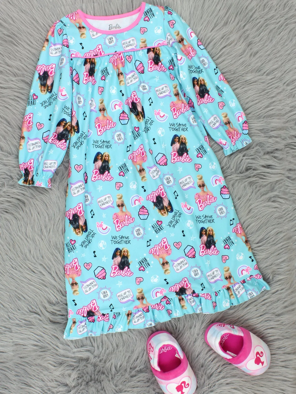 Barbie Girls Flannel Granny Gown Nightgown