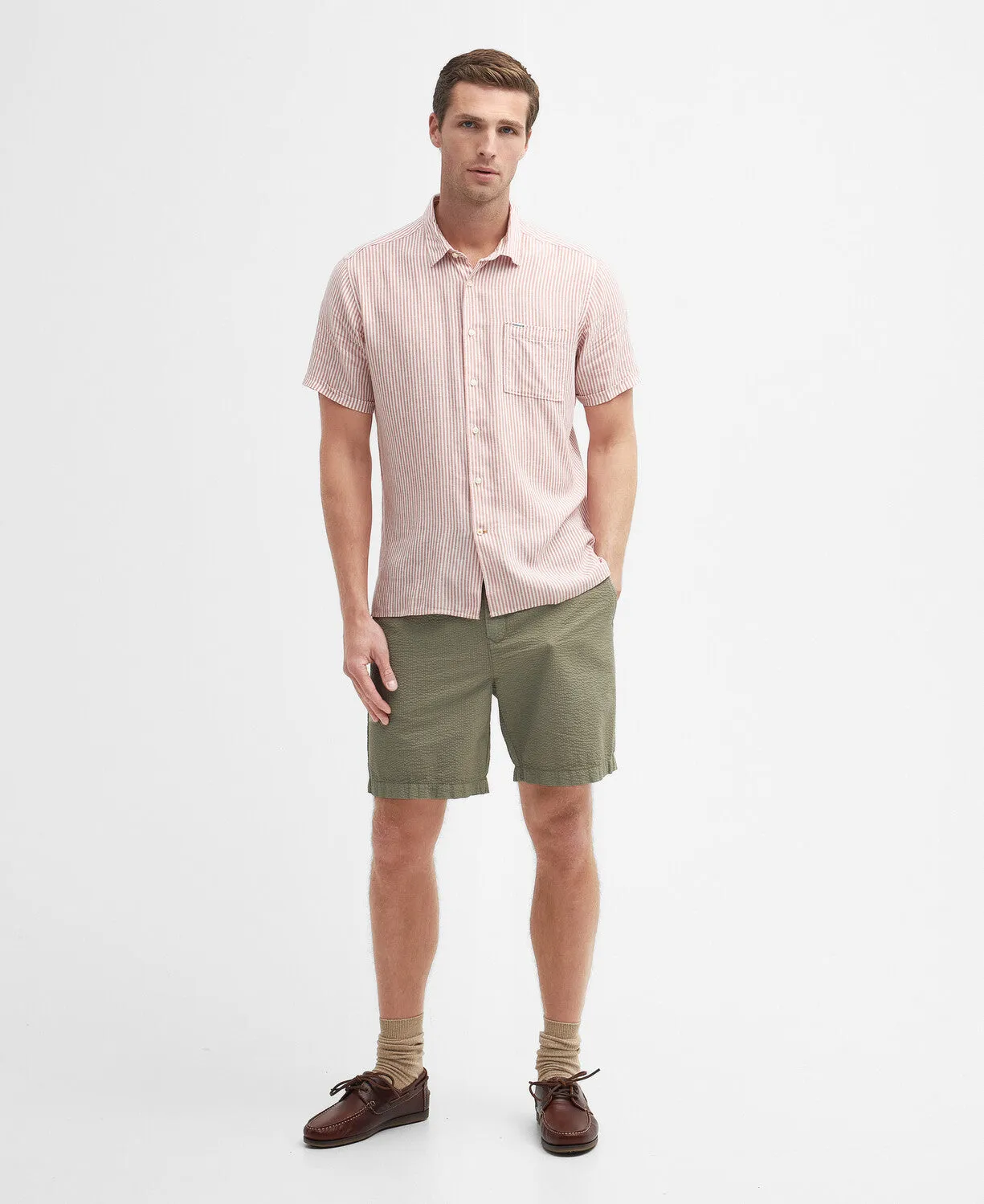 Barbour Mens Deerpark summer shirt - Pink clay