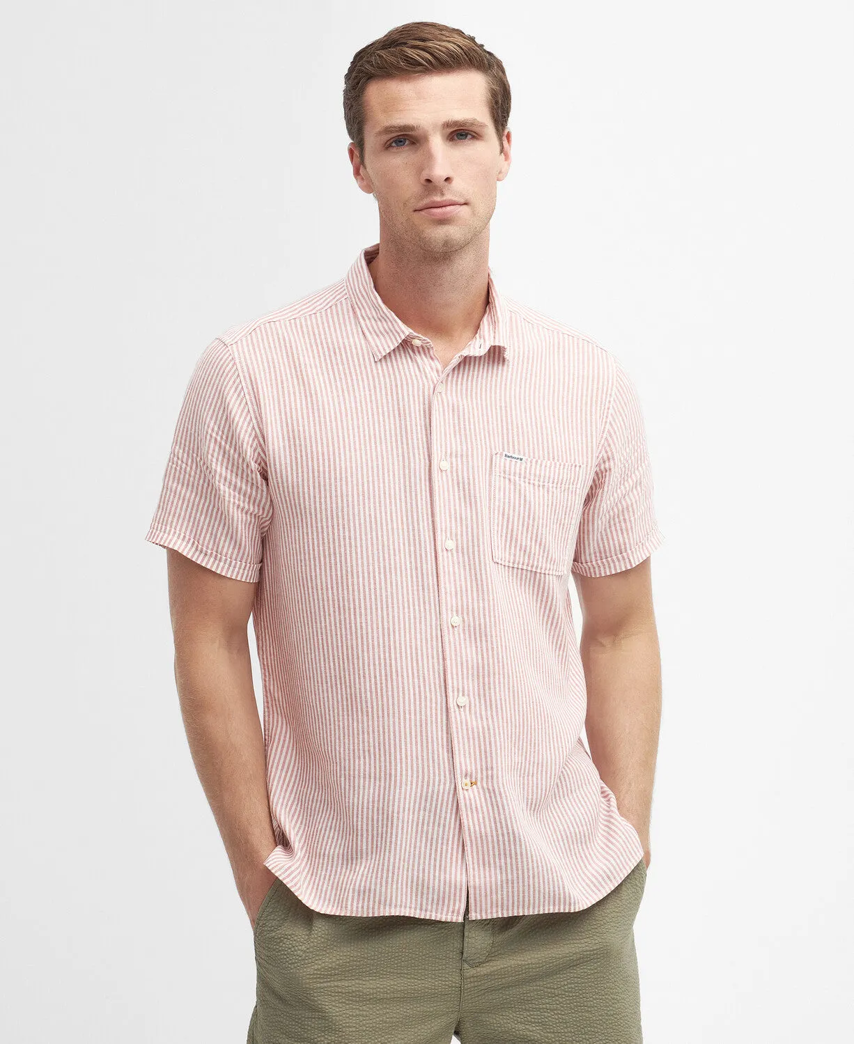 Barbour Mens Deerpark summer shirt - Pink clay
