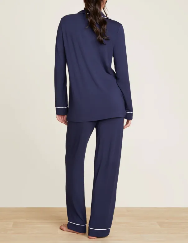 Barefoot Dreams Luxe Milk Jersey Piped Pajama - Indigo