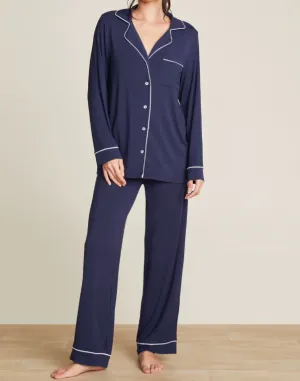 Barefoot Dreams Luxe Milk Jersey Piped Pajama - Indigo