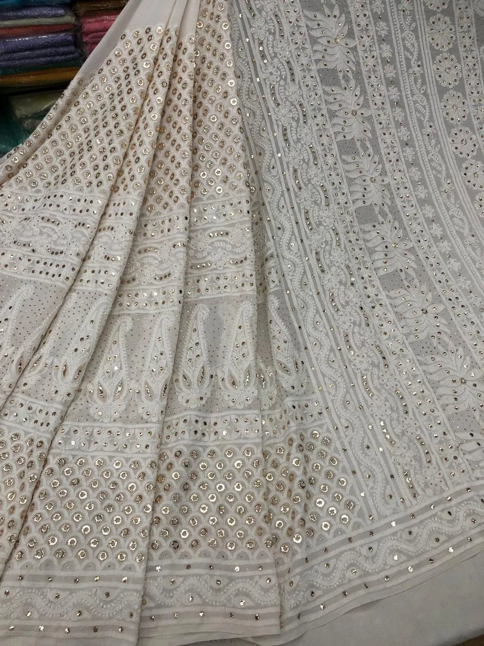 Beautiful Pure Georgette Handwork Chikankari Pink Anarkali Suit