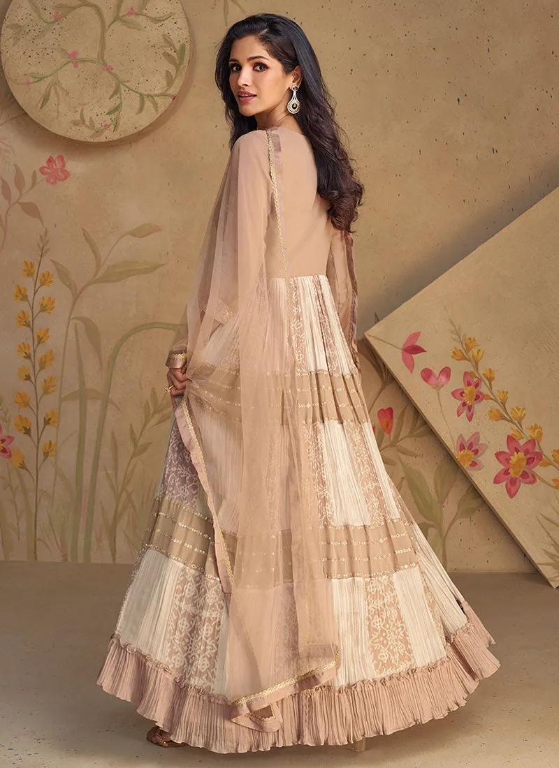 Beige Embroidery Designer Anarkali Dress