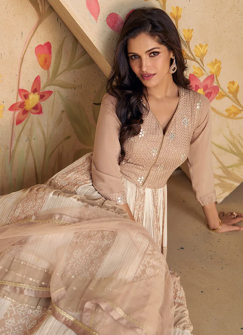 Beige Embroidery Designer Anarkali Dress