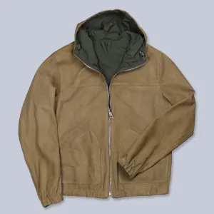 Beige Green Reversible Hooded Jacket