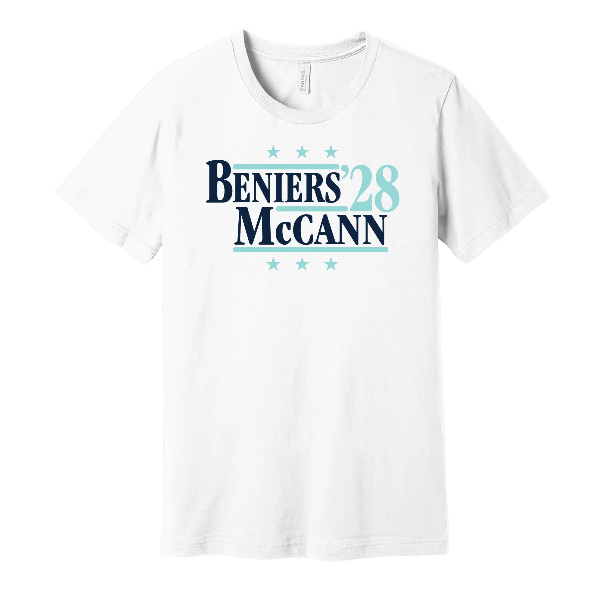 Beniers & McCann '28 - Seattle Hockey Political Campaign Parody T-Shirt - Hyper Than Hype Shirts
