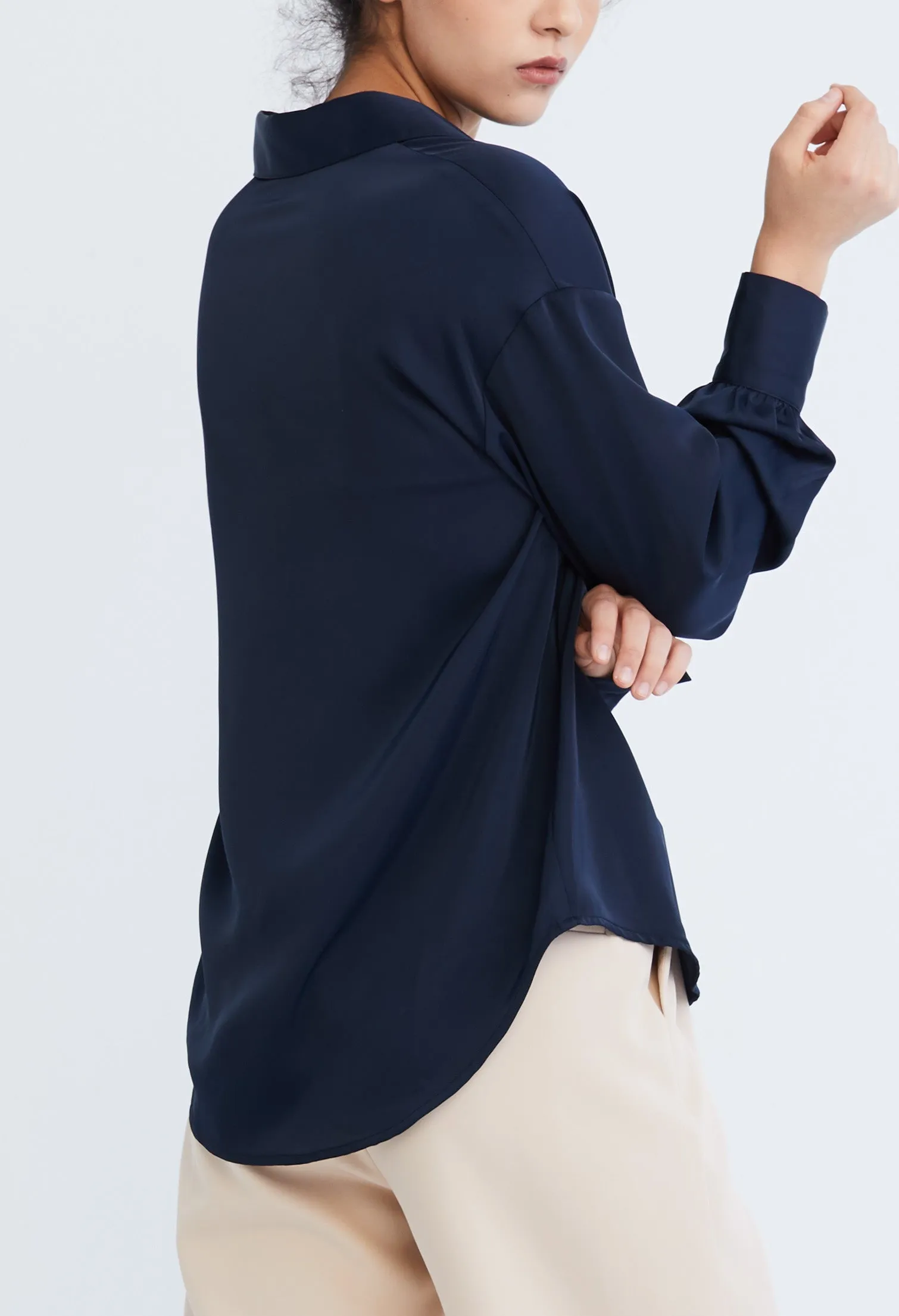 Bishop Collared Balloon Sleeve Blouse