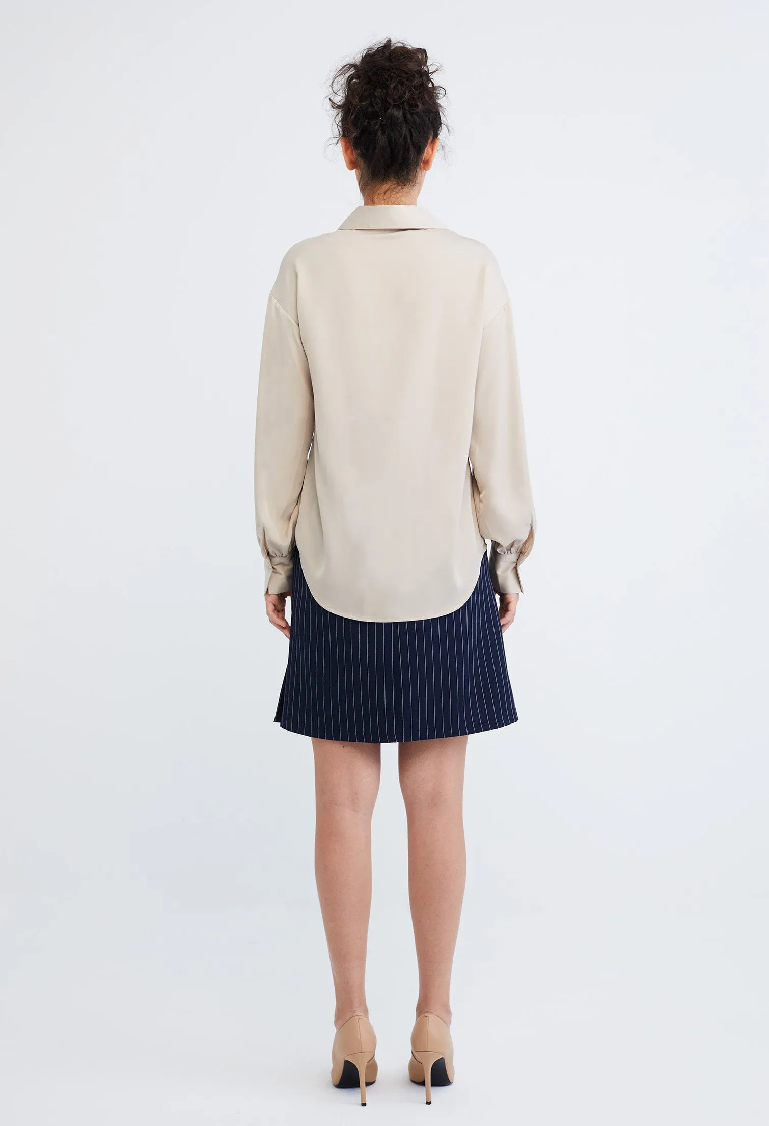 Bishop Collared Balloon Sleeve Blouse