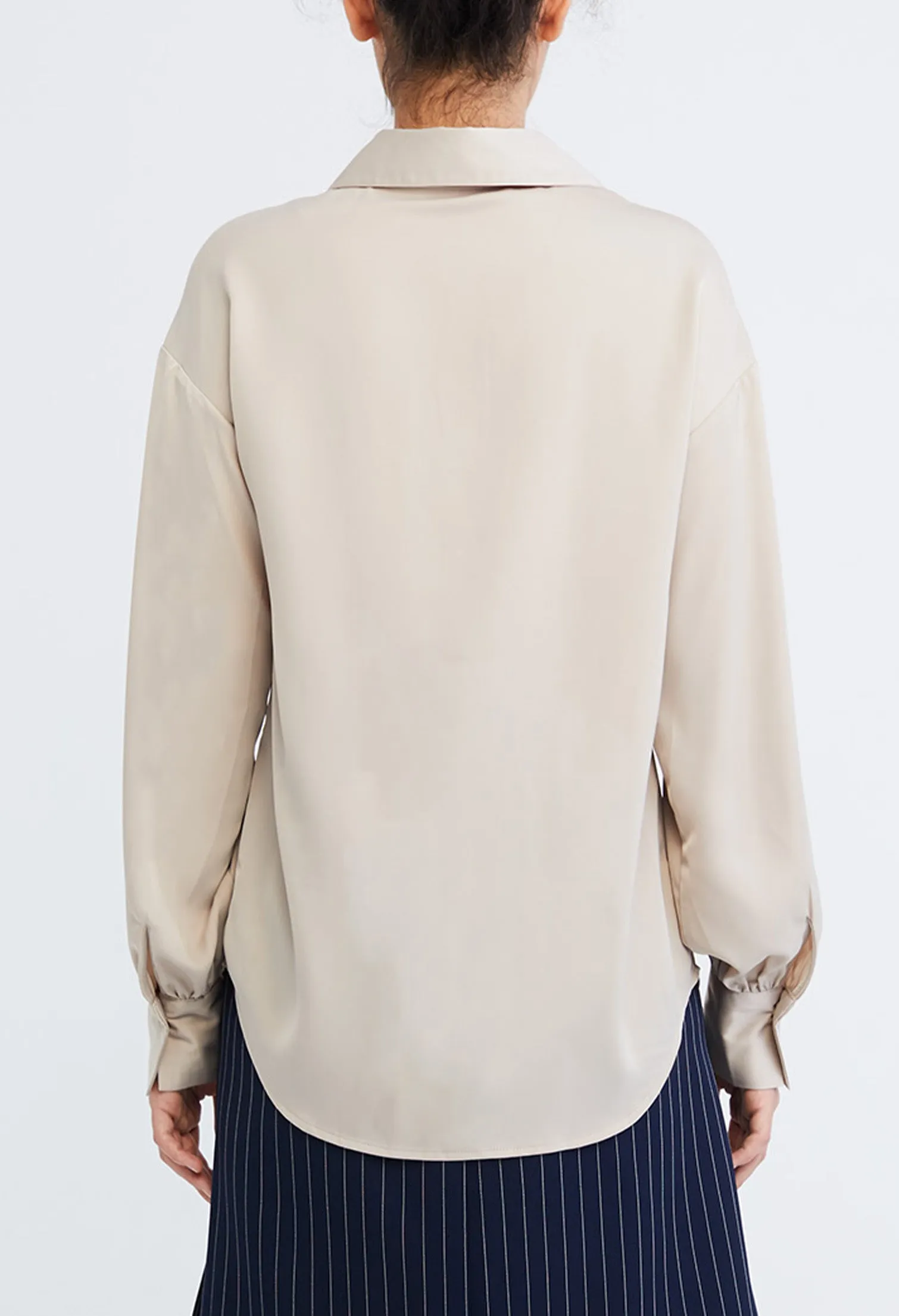 Bishop Collared Balloon Sleeve Blouse