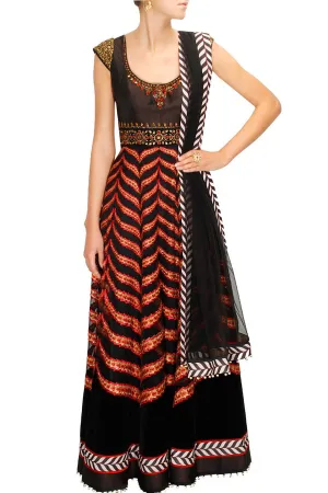 Black and Golden Anarkali Suits