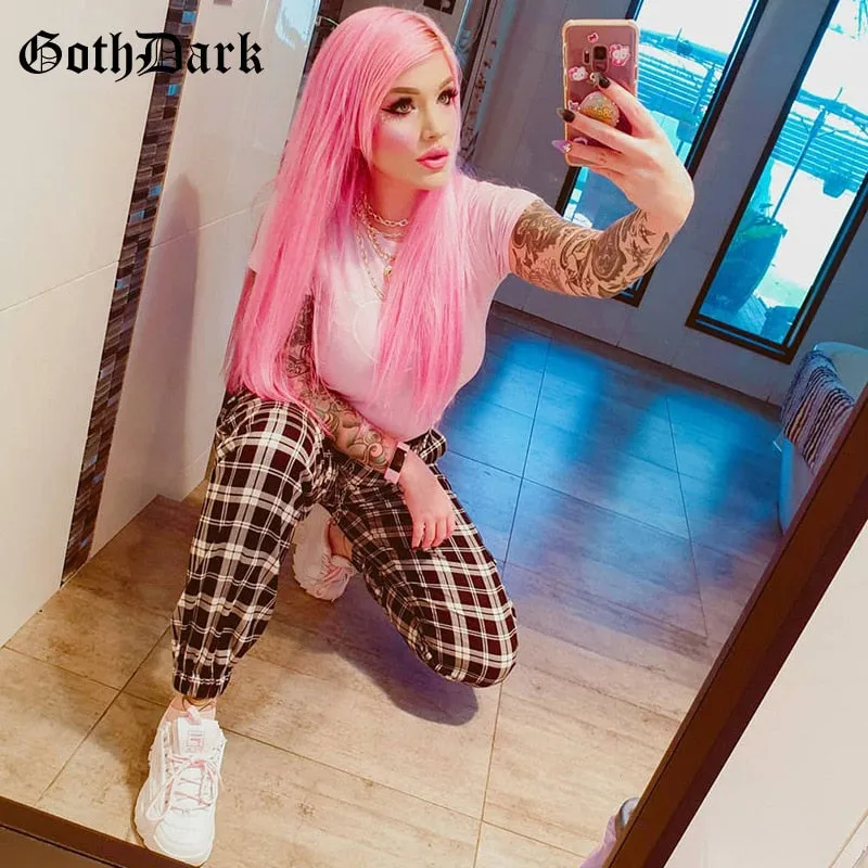 Black and White Harajuku plaid cargo pants