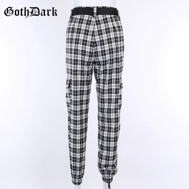 Black and White Harajuku plaid cargo pants