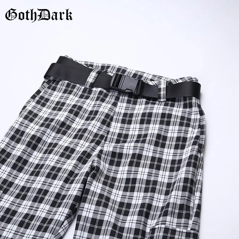Black and White Harajuku plaid cargo pants