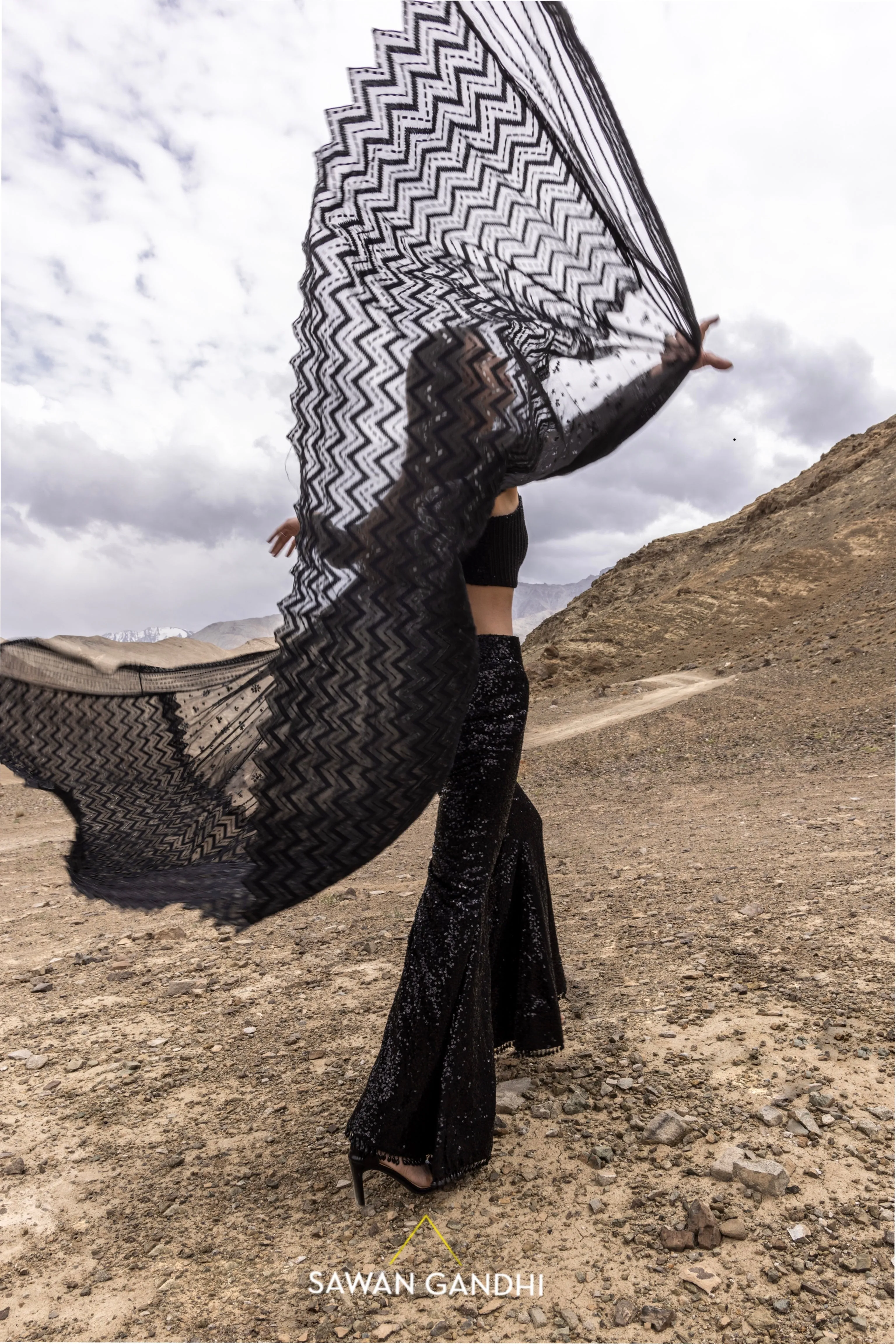 Black cape pants set