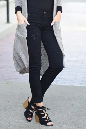 Black Distressed Denim