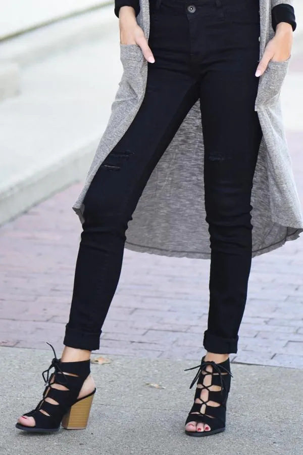 Black Distressed Denim