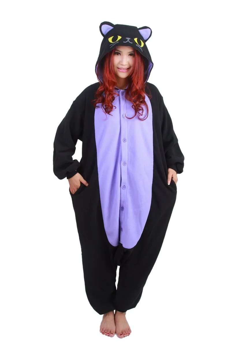 Black Kitty Cat Kigurumi Animal Onesies Costumes Pajamas
