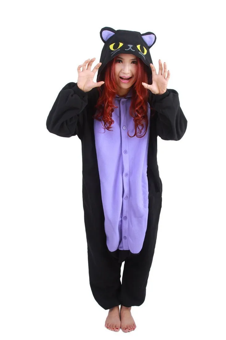 Black Kitty Cat Kigurumi Animal Onesies Costumes Pajamas