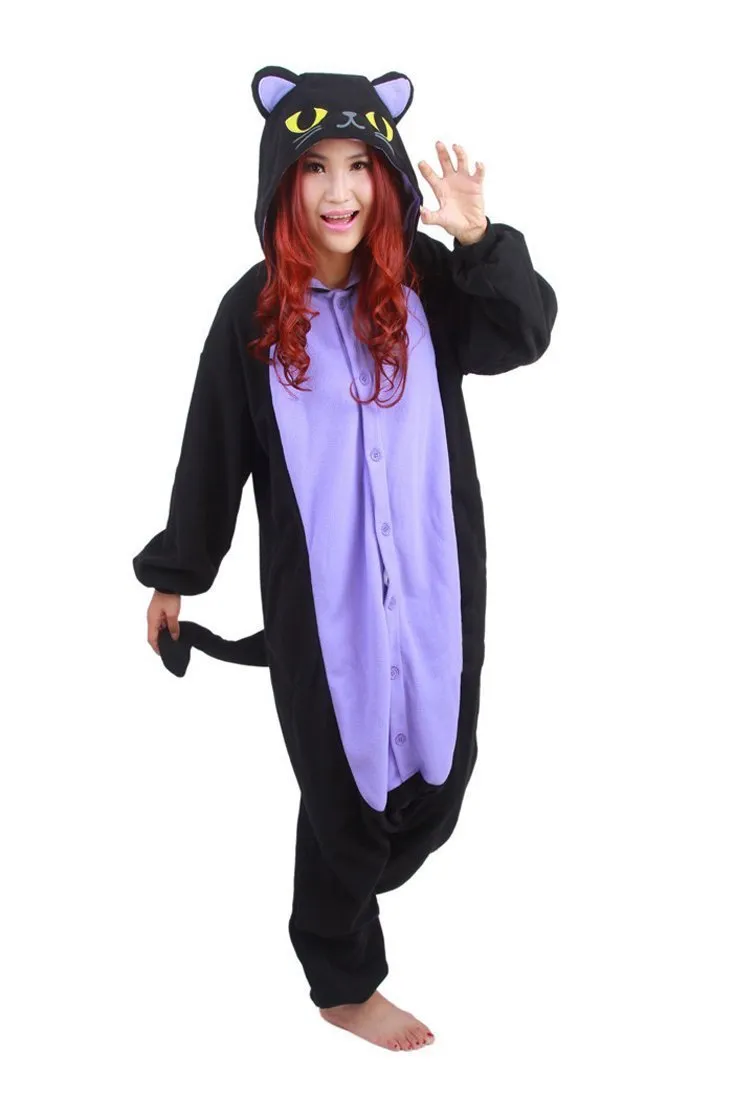 Black Kitty Cat Kigurumi Animal Onesies Costumes Pajamas