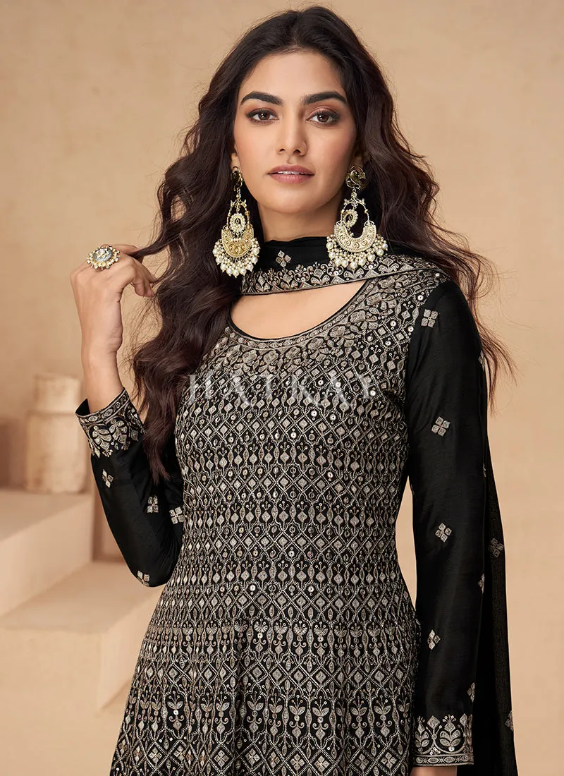 Black Peplum Style Palazzo Suit