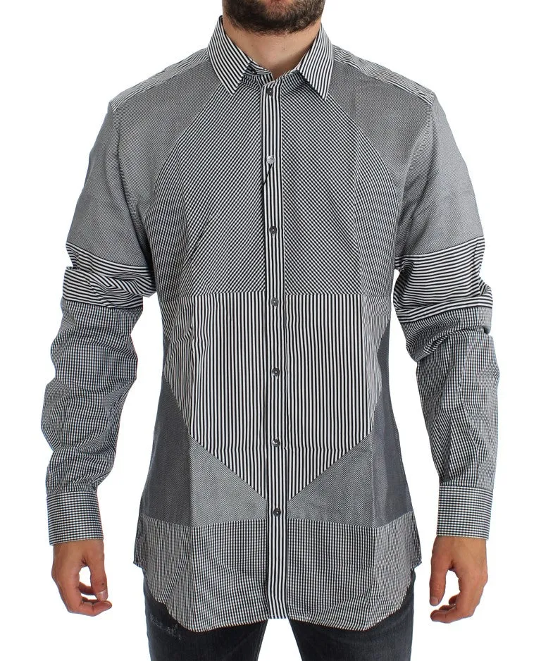Black White GOLD Slim Fit Dress Shirt