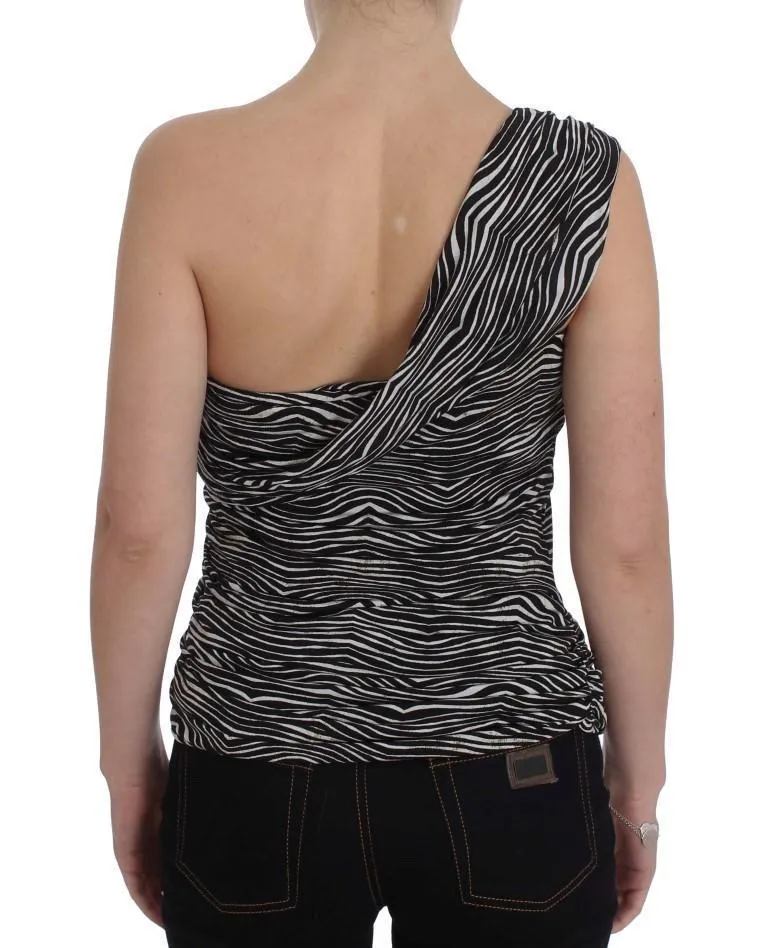 Black White Stretch Top Blouse