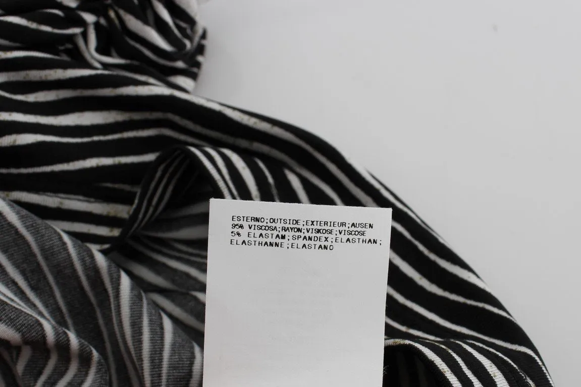 Black White Stretch Top Blouse