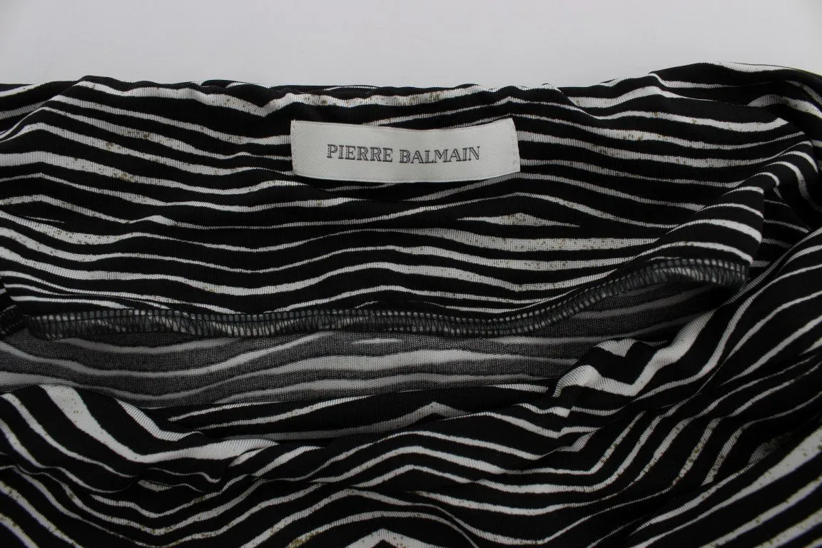 Black White Stretch Top Blouse