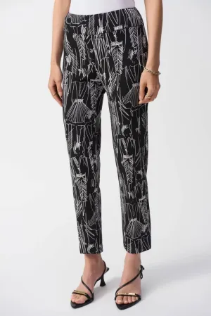 Black/Vanilla Conversational Print Crop Pants Style 251224