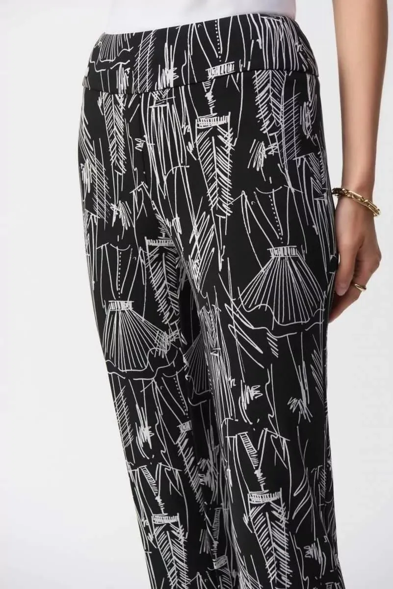Black/Vanilla Conversational Print Crop Pants Style 251224