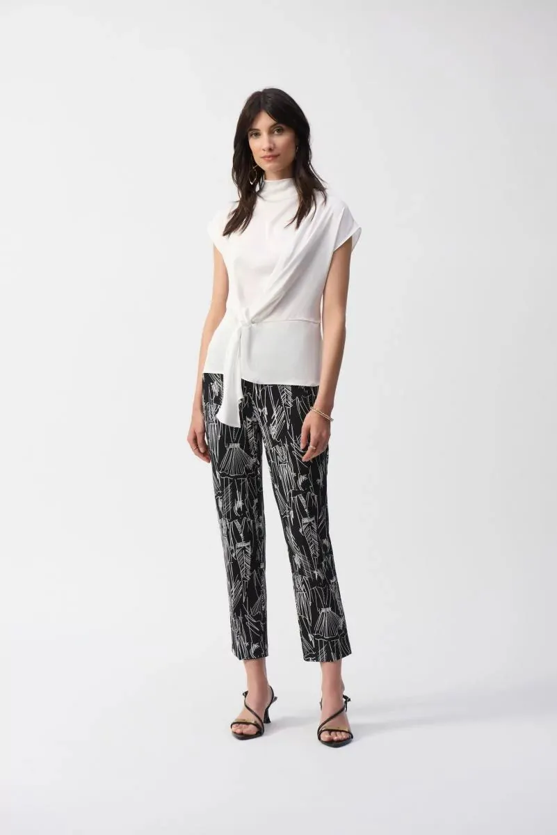 Black/Vanilla Conversational Print Crop Pants Style 251224