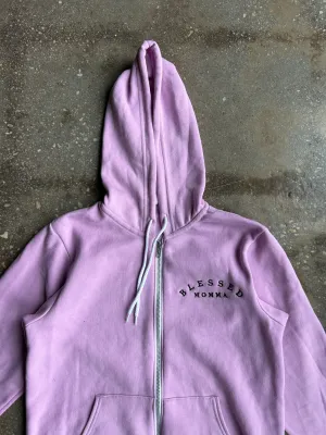 Blessed Momma Embroidered Adult Full-Zip Sponge Fleece Hoodie