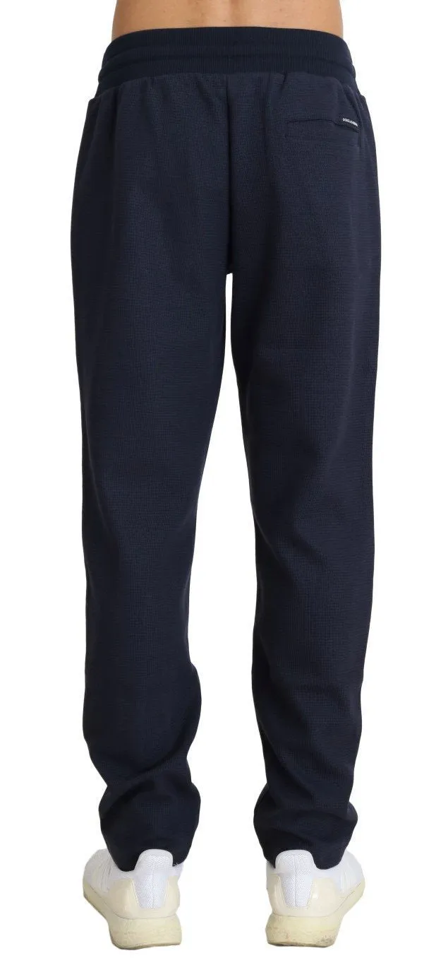 Blue Cotton Stretch Mens Casual Pants
