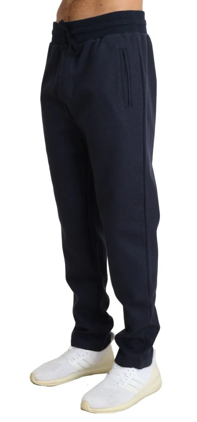Blue Cotton Stretch Mens Casual Pants