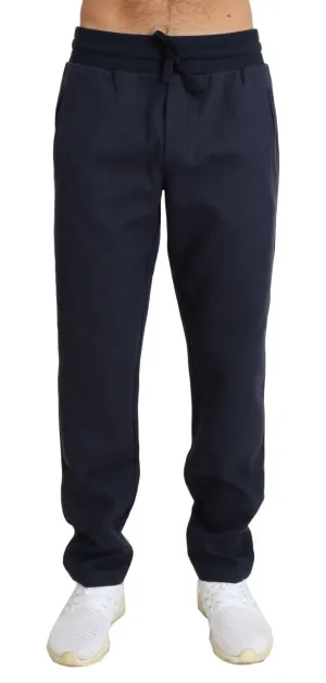 Blue Cotton Stretch Mens Casual Pants