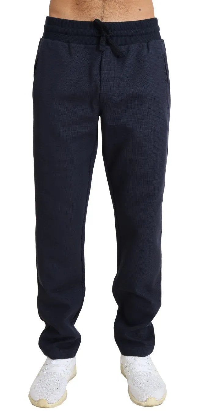 Blue Cotton Stretch Mens Casual Pants