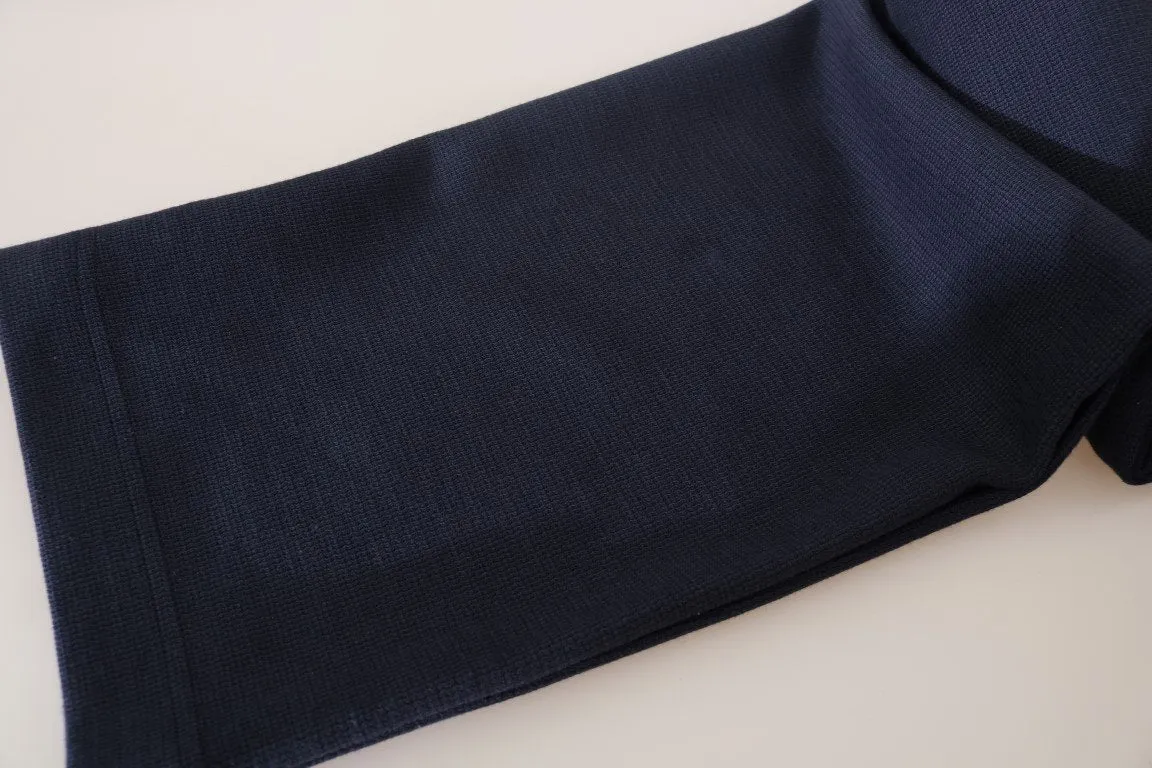 Blue Cotton Stretch Mens Casual Pants