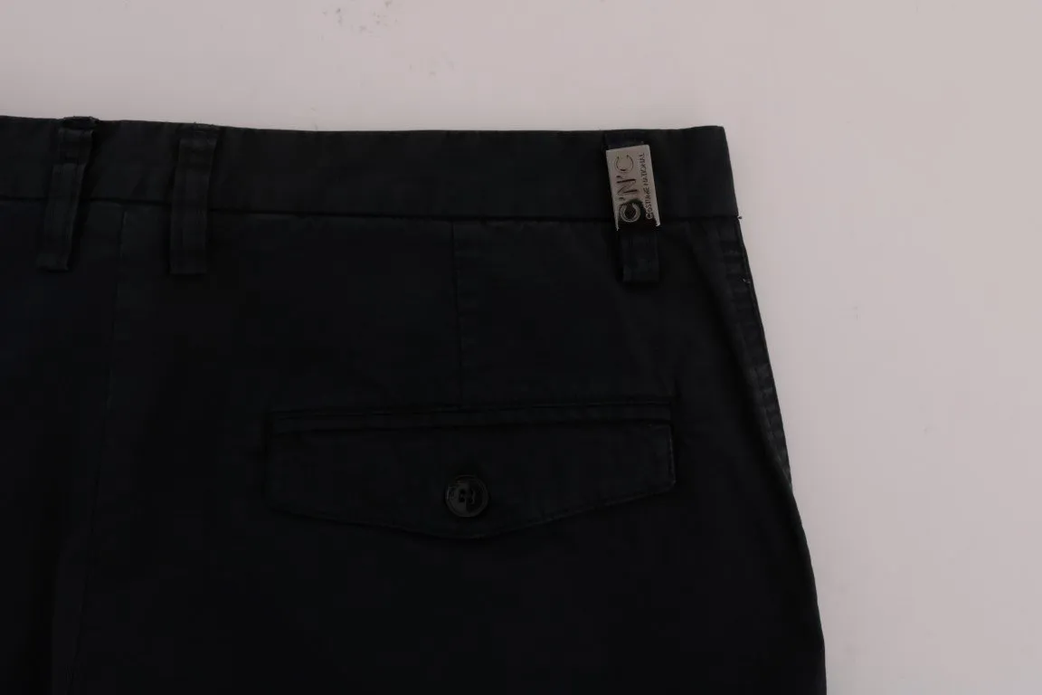 Blue Cotton Stretch Pants