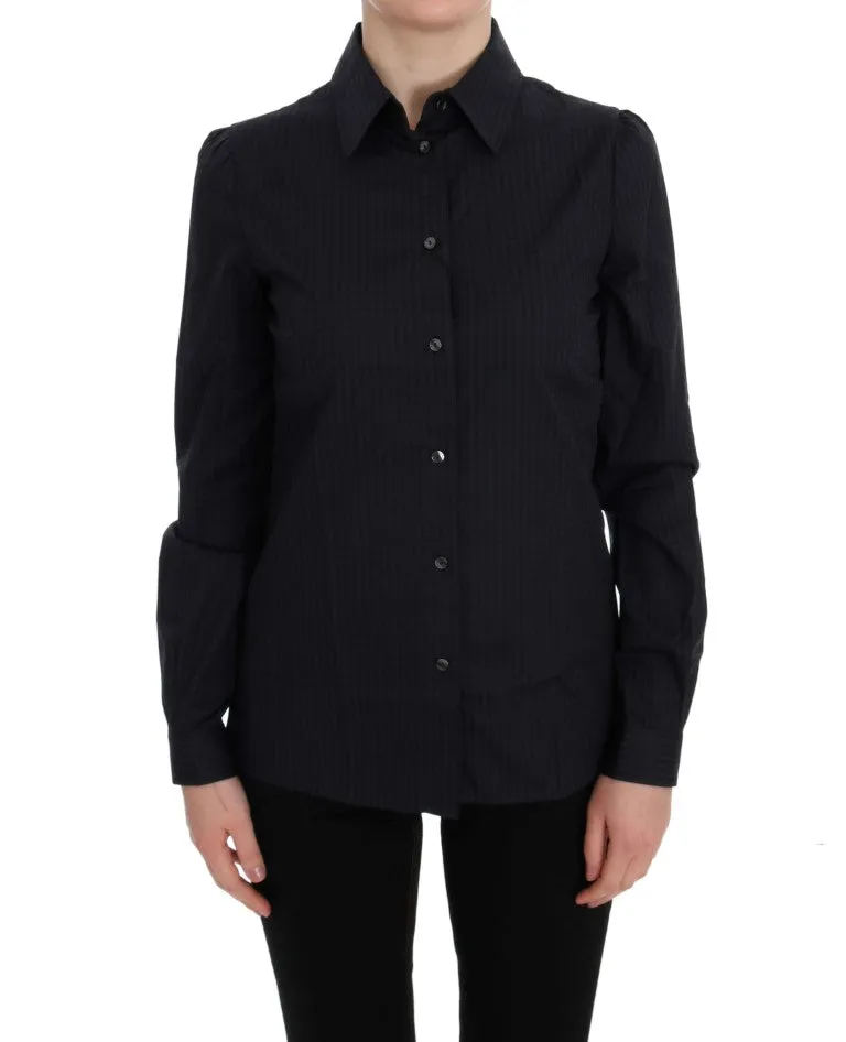 Blue Cotton Striped Button Down Shirt