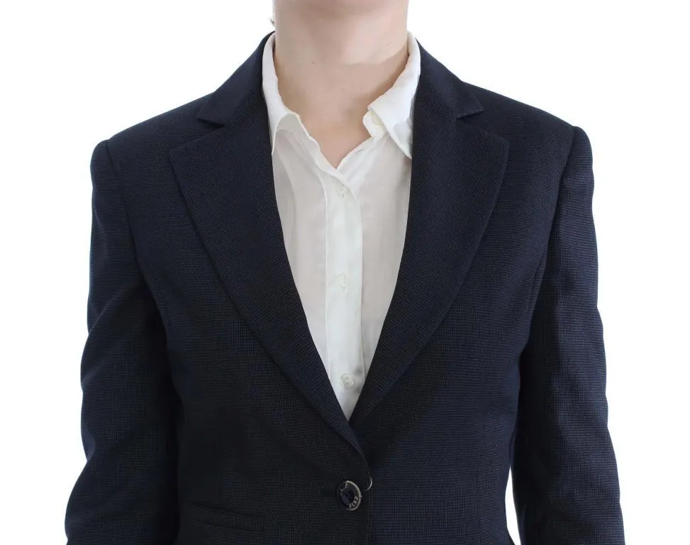 Blue Stretch Cotton One Button Suit