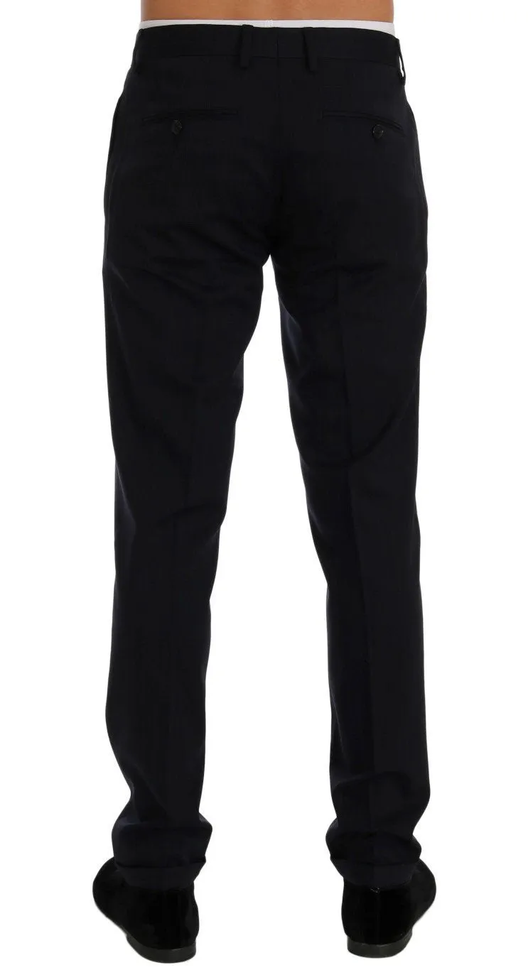 Blue Striped Wool Stretch Pants