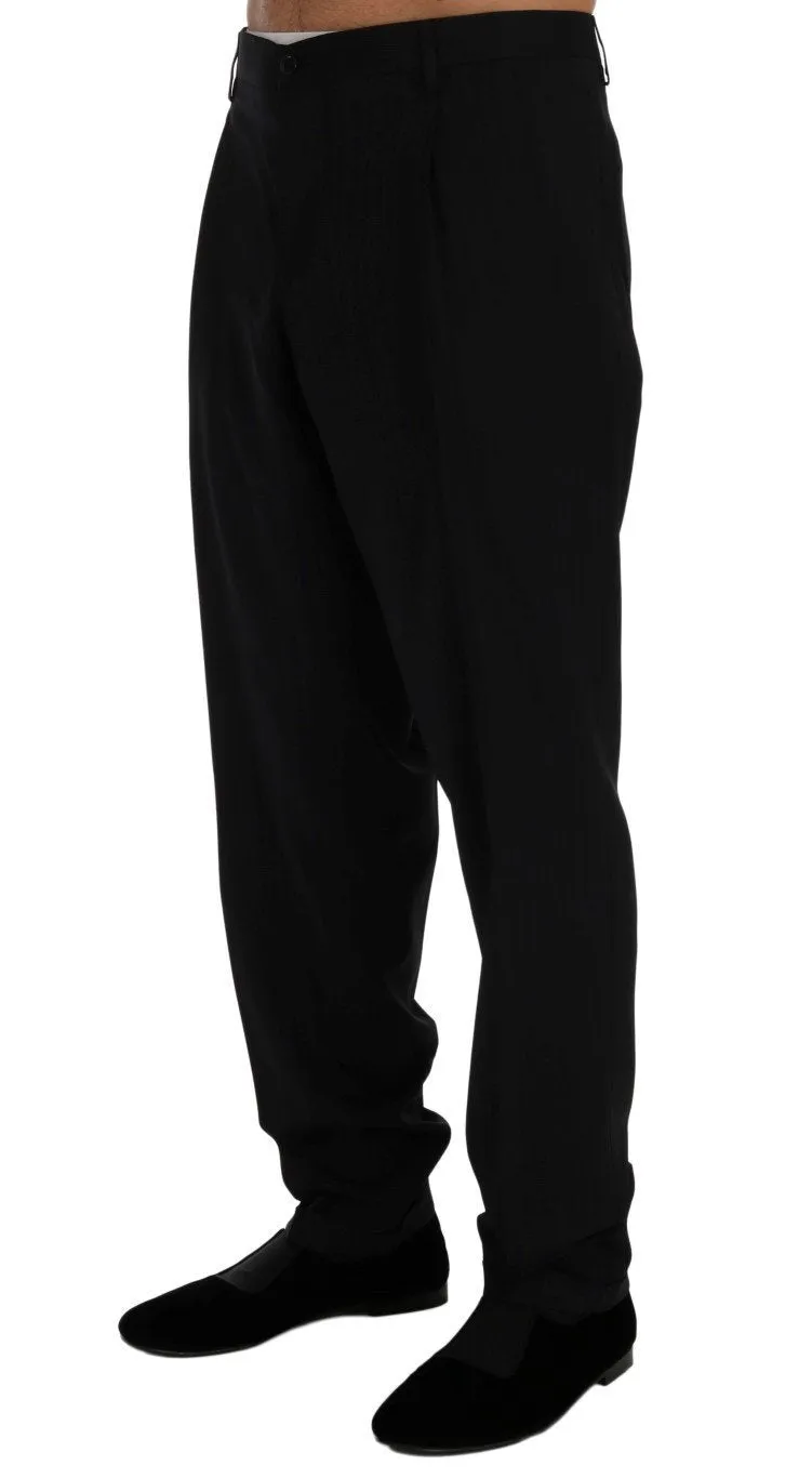 Blue Striped Wool Stretch Pants