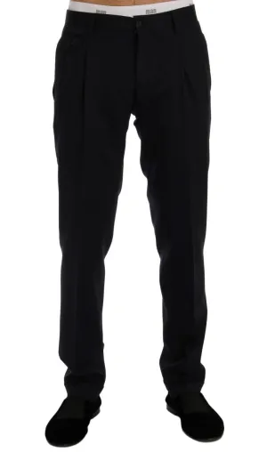 Blue Striped Wool Stretch Pants