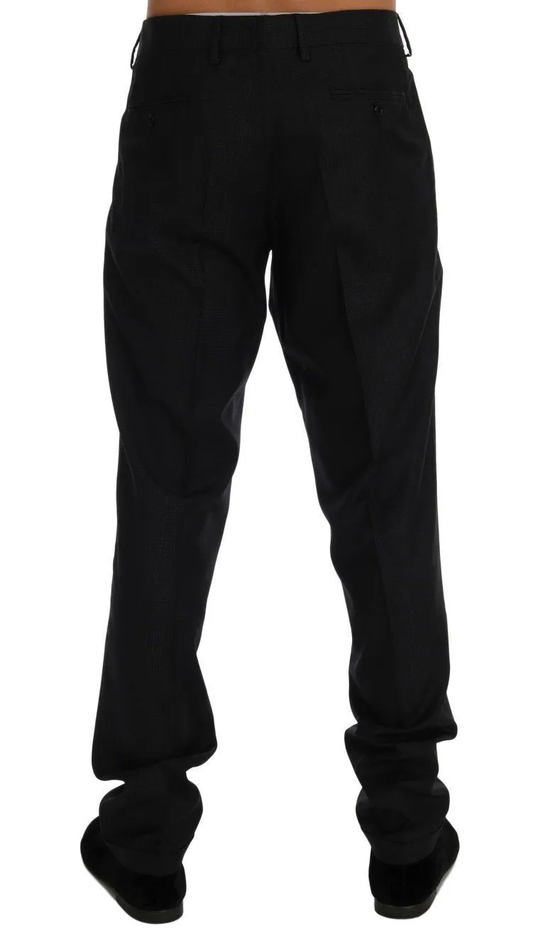 Blue Wool Stretch Pants