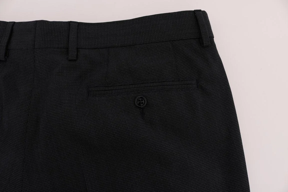 Blue Wool Stretch Pants