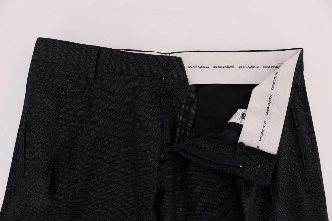 Blue Wool Stretch Pants