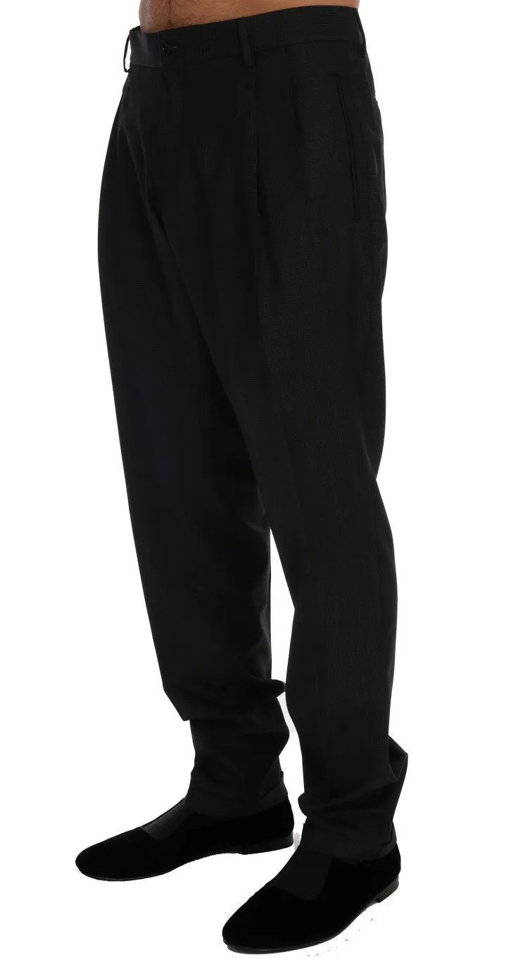 Blue Wool Stretch Pants