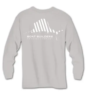 Boat Builders Trading Co. Striped Sailfish Long Sleeve Shirt - Grey