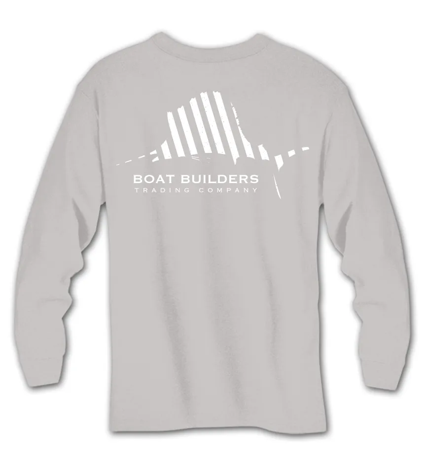 Boat Builders Trading Co. Striped Sailfish Long Sleeve Shirt - Grey