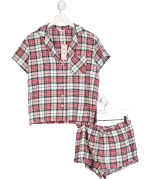 boux avenue Red Check Fleece Short Pyjamas UK 12